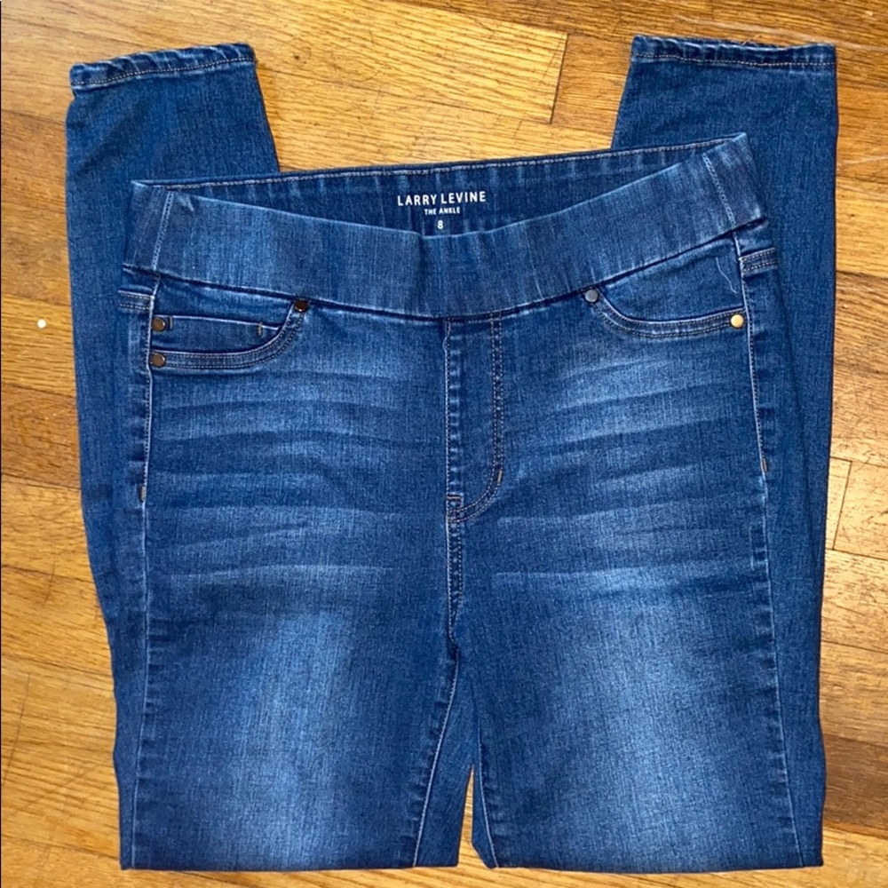 Larry Levine Ankle Elastic Waist Blue Jeans Size 8